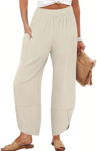 ANRABESS Womens Wide Leg Palazzo Capri Barrel Pants Cropped Trousers by ANRABESS