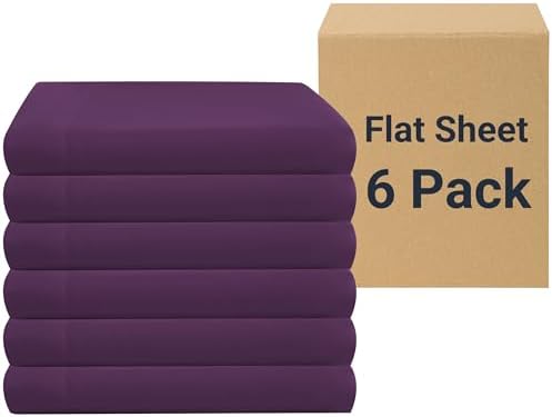 ZPECC Twin Flat Sheets Only Dark Purple 6 Pack, Color-Coded Hem Threads by ZPECC-ABrandThatHasBeenFocusedOnBeddingFor20Years