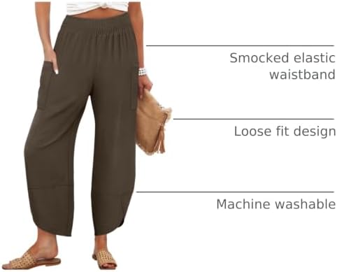 ANRABESS Womens Wide Leg Palazzo Capri Barrel Pants Cropped Trousers - Image 4