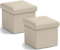 Ornavo Home Small Square Storage Ottoman, Set of 2, 12x12x12, Beige by OrnavoHome
