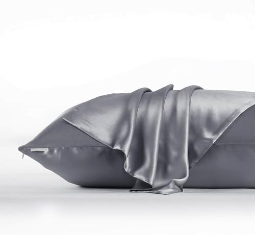 DISANGNI Silk Set: 22 Momme 100% Natural Mulberry Silk Pillow Case & Eye Mask Duo for Hair and Skin (1pc Queen Size 20" x30",Dark Gray Pillowcase Eye mask Set) - Image 7