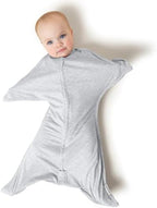 SleepingBaby Zipadee-Zip Transition Swaddle - Cozy Baby Swaddling Blanket with Zipper Convenience - Roomy Wearable Blanket for Easy Diaper Changes - 6-12 Month - Recharge Silver Heather by SleepingBaby