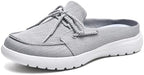 Buyrew Mules for Women with Arch Support - Lightweight Washed Cotton Sneaker Mules - Breathable Walking Flats, Comfortable Slip On Shoes for Business Casual, Office, Travel by Buyrew