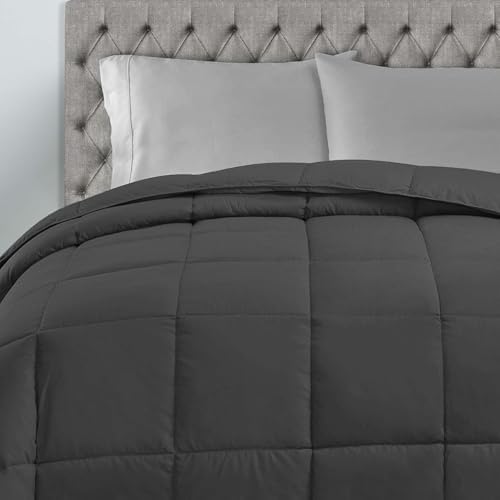 SUPERIOR All Season Reversible Down Alternative Comforter, King, Grey - Image 5