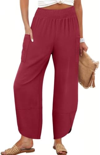 ANRABESS Womens Wide Leg Palazzo Capri Barrel Pants Cropped Trousers by ANRABESS