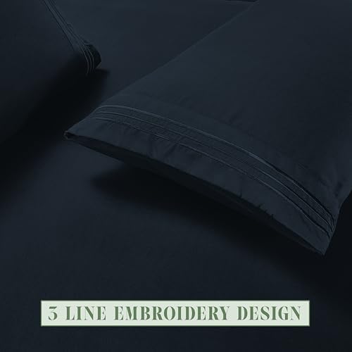 Elegant Comfort Luxury Soft 6-Piece 1500 Premium Hotel Quality Bed Sheet Set with Extra Deep Pockets 18-24 Inch, Wrinkle Free, Storage Pockets, Extra Deep Pocket 6PC Sheets, Cal King, Black - Image 7