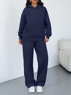 Trendy Queen Womens Oversized Hoodie Wide Leg Pants 2 Piece Lounge Set - Image 2