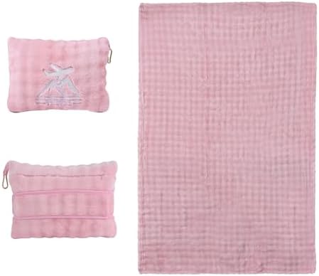Travel Blanket and Pillow-2-in-1, Ultra-Soft&Compact, Airplane Blanket with Hand Luggage Belt and Backpack Clip,Travelers Accessories Gifts, 61x43 Inches(Pink by Unknown