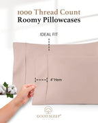 1000 TC Standard Pillowcases Set of 2 100% Egyptian Cotton Pillow Cases - Image 4