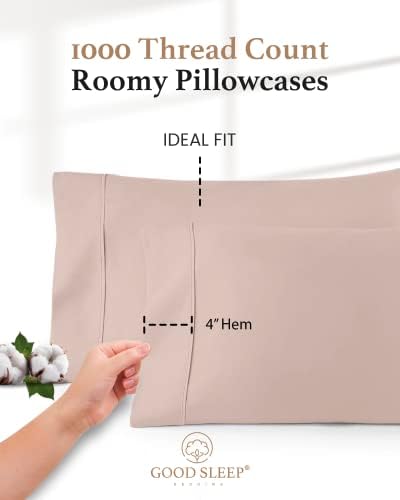 1000 TC Standard Pillowcases Set of 2 100% Egyptian Cotton Pillow Cases - Image 4