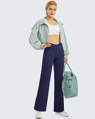 G4Free EverGoing Wide Leg Yoga Pants for Women Crossover Waist with Pockets - Image 2