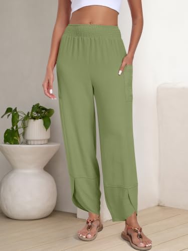 ANRABESS Womens Wide Leg Palazzo Capri Barrel Pants Cropped Trousers - Image 3
