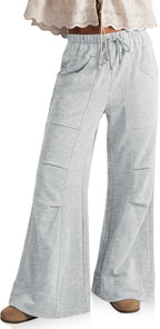 TARSE Womens Wide Leg Lounge Pant Baggy Flare Elastic Waist Sweatpants by TARSE