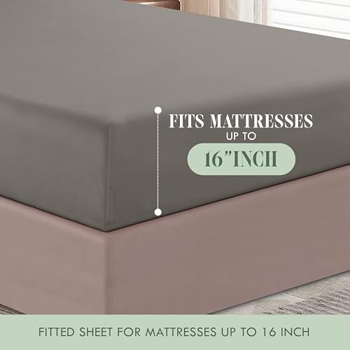 Luxurious Soft 1500 Premier Hotel Quality 6-Piece Bed Sheet Set Premium Hotel Quality Wrinkle and Fade Resistant Coziest Bedding Set, All around Elastic Fitted Sheet, Deep Pocket, King, Grey - Image 5