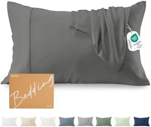 GOKOTTA Soft Pillow Cases King Size Set of 2, Luxury Silky Cooling Pillow Cases for Hot Sleepers, 100% Rayon Made from Bamboo, Envelope Closure and Reversible Pillowcases for Hair and Face(20"*36") by GOKOTTA