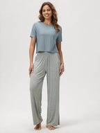 ODODOS Women's Wide Leg Palazzo Lounge Pants with Pockets Light Weight Loose Comfy Casual Pajama Pants-26/28/30"/32" Inseam - Image 3