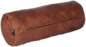Neck Roll Pillow Cushion Cover, 18x5 Inch Full Moon Round Bolster Pillow Case, Cylinder Soft Lambskin Leather Pillowcase for Head, Spine & Neck Support During Sleep - Tan Artical Pack of 1 - Image 2