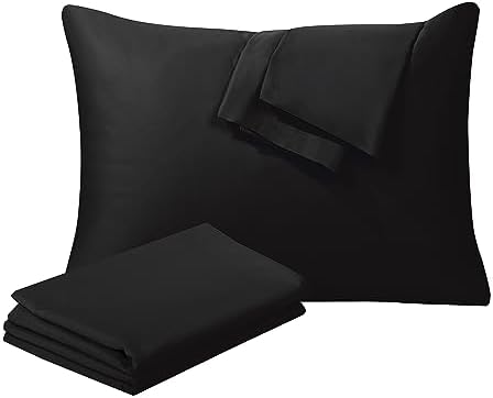 100% Egyptian Cotton King Size Pillow Protectors with Zipper Set of 4 by ShunjieHome