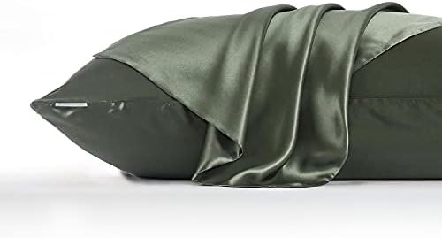 DISANGNI 100% Silk Pillow Cases 2 Packfor Hair and Skin,with Hidden Zipper 22 Momme Both Sides Pure Natural Mulberry Silk Real Silk Pillow Case (2 pc Standard Size 20"x26" Green) - Image 4
