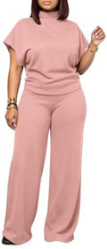 PINSV Women's Fleece Lined 2 Piece Set Wide Leg Pants by PINSV