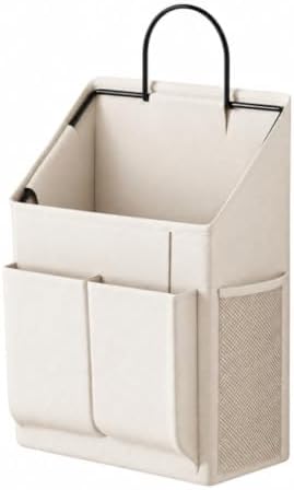 predolo Wall-Mounted Hanging Storage Organizer Compact Hanging Storage Organizer with Metal Hook Sturdy Bedside Pocket for Study Areas, Bunk Beds, Cream by Unknown