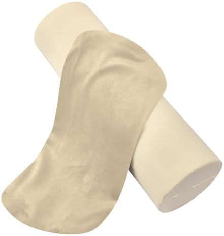 Yuiboo Bolster Pillow for Legs Wheat Beige Memory Foam Neck Roll Pillow for Sleeping 5.5" x 17" Round Pillows for Sleeping Cylinder Body Pillow Lumbar Support - Image 2