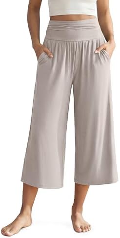 ODODOS Women's Wide Leg Palazzo Lounge Cropped Pants with Pockets Light Weight Comfy Pajama Capri Pants-20/22"/ 24" Inseam by ODODOS
