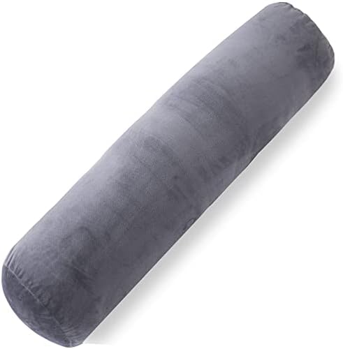 1 MIDDLE ONE Body Pillow for Adults, Bolster Pillow with Removable Velvet Cover, Long Round Cervical Roll Pillow, 35 x 7.87 Inches, Grey by 1MIDDLEONE