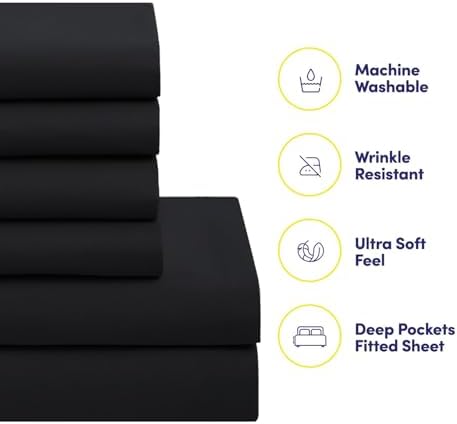 Sweet Home Collection 7 Piece Comforter Set Bag Solid Color All Season Soft Down Alternative Blanket & Luxurious Microfiber Bed Sheets, Black, Queen - Image 3