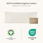 Bioweaves 100% Organic Cotton Body Pillow Cover for Body Pillowcases 300 Thread Count Soft Sateen Weave GOTS Certified with Zipped Closure - 21" x 54", Cream, Pack of 2 - Image 6