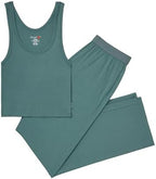 Hanes Women's Originals SuperSoft Comfywear 2 Piece Crop Tank & Lounge Pants Loungewear Set - Image 3