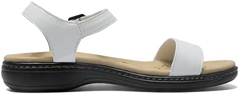 Women's Classic Flat Sandals Leather Open Toes Memory Foam One Band Ankle Strap Adjustable Slip On Shoes - Image 2
