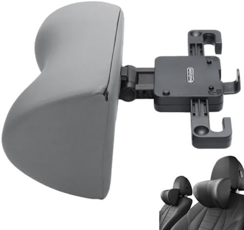 Adjustable U-Shaped Car Headrest Pillow, 180° Head Neck Pillow for Driving Support Seat Ergonomic Design Leather Comfortable Short Trips Supporting Long Ride Travel Sleeping Essentials(Cloth-Gray) by Unknown