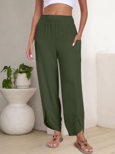 ANRABESS Womens Wide Leg Palazzo Capri Barrel Pants Cropped Trousers - Image 3