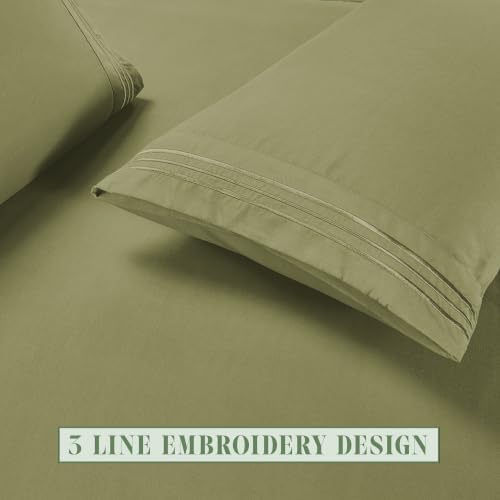 Elegant Comfort Luxury Soft 6-Piece 1500 Premium Hotel Quality Bed Sheet Set with Extra Deep Pockets 18-24 Inch, Wrinkle Free, Storage Pockets, Extra Deep Pocket 6PC Sheets, King, Sage Green - Image 7