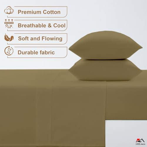 ARlinen 4 PC RV Bunk Sheet Set 48 x 75, Fits RV Mattress 10-Inch Deep, Taupe - Image 2