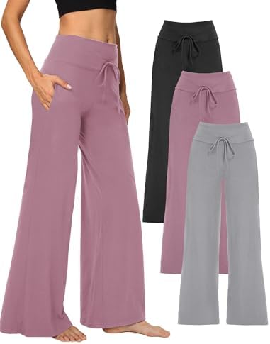 Showitty Wide Leg Pants for Women with Pockets, High Waist Yoga Lounge by Showitty