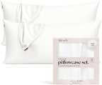 Kitsch Satin Pillowcase with Zipper - 2 pcs King Size, Ivory by Kitsch