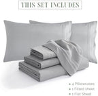 Elegant Comfort 1500 Premium Quality 6-Piece Bed Sheet Set - 18-24 Inch Extra Deep Pocket, Smart Storage Pockets, Wrinkle Free Ultra Soft 6PC Extra Deep Pocket Sheets, King, Silver Gray - Image 4