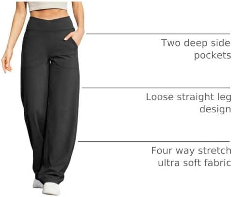 G4Free EverGoing Wide Leg Yoga Pants for Women Crossover Waist with Pockets - Image 4