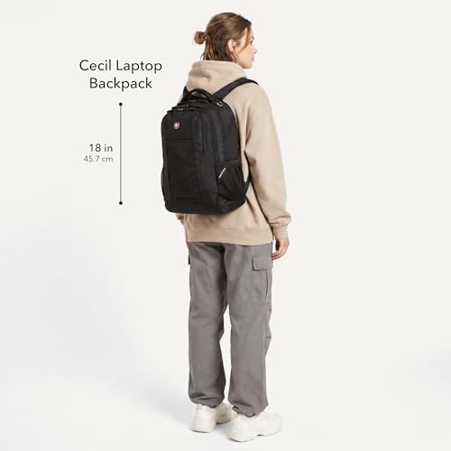 SwissGear 5505 Cecil 16” Laptop Backpack Olive – Daily Laptop Bag with Gear Attachment Options – Multiple Organizer Pockets & Padded Shoulder Straps - Image 4