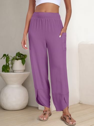 ANRABESS Womens Wide Leg Palazzo Capri Barrel Pants Cropped Trousers - Image 3