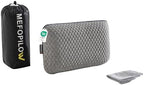 Memory Foam Travel Pillow with Washable Cover & Carry Bag – Compact, Soft & Breathable Neck Pillow for Airplane, Camping & Car (Gray- with Extra Gray Cotton Cover, 15.7x9.8x3.9 inches) by MEFOPILO