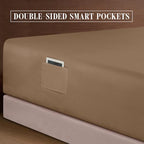 Elegant Comfort 1500 Premium Quality 6-Piece Bed Sheet Set - 18-24 Inch Extra Deep Pocket, Smart Storage Pockets, Wrinkle Free Ultra Soft 6PC Extra Deep Pocket Sheets, Queen, Taupe - Image 6