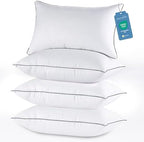 JOLLYVOGUE Pillows Standard Size Set of 4, Cooling Standard Pillow with Oeko-Tex Certified Down Alternative Filling for Side, Back, and Stomach Sleepers, Hotel Collection by JOLLYVOGUE