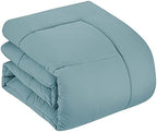 Sweet Home Collection 7 Piece Comforter Set Bag Solid Color All Season Soft Down Alternative Blanket & Luxurious Microfiber Bed Sheets, Misty Blue, Queen by SweetHomeCollection