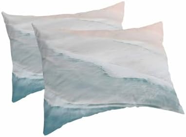 DecorLovee Summer Beach King Pillow Cases Set of 2 - Microfiber Bed Throw Pillow Covers, Ocean Nautical Coastal Seaside Aqua Beige Decorative Lumbar Pillow Cover with Envelope Closure for Sofa/Travel - Image 2