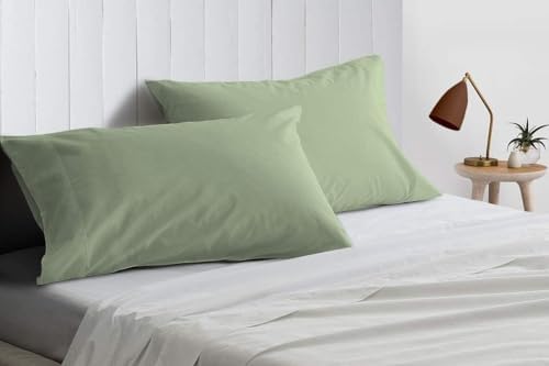 Kamas Egyptian Cotton Sateen Weave Pack of 2 Extra Large Pillowcase to Fit Your Oversized Pancake Large Huge & Gusseted Pillows (Sage Green, King Oversize- 23x43) by KAMASHOMECOLLECTION