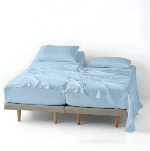 ARlinen 5PC Split King Sheets for Adjustable Bed, 15-Inch Deep, Light Blue by ARlinen
