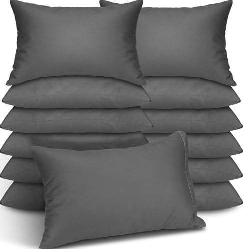 Kigley 12 Pack Mini Pillows for Daycare 9.1 x 13.8'' Small Travel Pillow Bulk Soft Breathable Cotton Pillow for Nap Travel Pet Neck Lumbar Purse Insert(Dark Gray) by Kigley